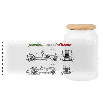 vintage car produced in Italy - Panoramic Cookie Jar with Wooden Lid - white - Front