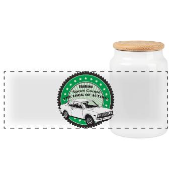 Italian Sport Coupe - Panoramic Cookie Jar with Wooden Lid - white - Front