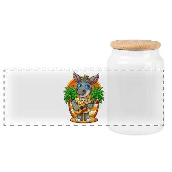 Lustige Esel Cartoon Sommer Strand Sonnenbrille - Panorama Keksdose mit Holzdeckel - Weiß - Vorne