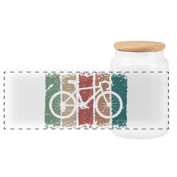 Fahrrad - Panorama Keksdose mit Holzdeckel - Weiß - Vorne