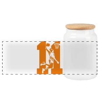NUMMER 11 BASKETBALL 11. GEBURTSTAG - Panorama Keksdose mit Holzdeckel - Weiß - Vorne