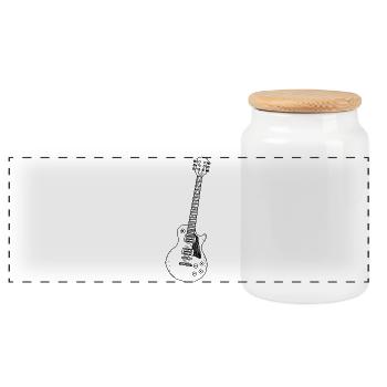 Guitar - Les Paul - Music - Retro - Panoramic Cookie Jar with Wooden Lid - white - Front