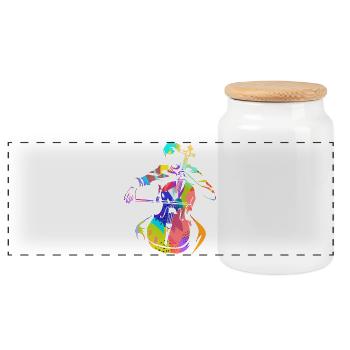 Feuriger Cellist Orchesterbühne - Panorama Keksdose mit Holzdeckel - Weiß - Vorne