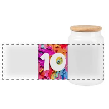 NO. 10 NUMBER 10 COLORFUL 10TH BIRTHDAY - Panoramic Cookie Jar with Wooden Lid - white - Front