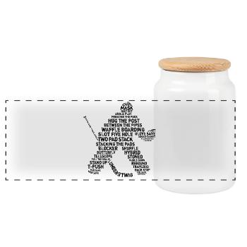 Goalie Lingo - Grunge Text-Version (Schwarzdruck) - Panorama Keksdose mit Holzdeckel - Weiß - Vorne