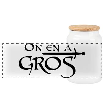 On en a gros - Boîte à biscuits avec couvercle en bois - blanc - Devant