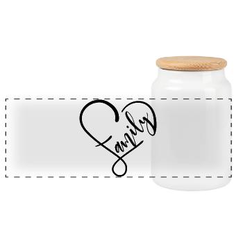 famille - Boîte à biscuits avec couvercle en bois - blanc - Devant