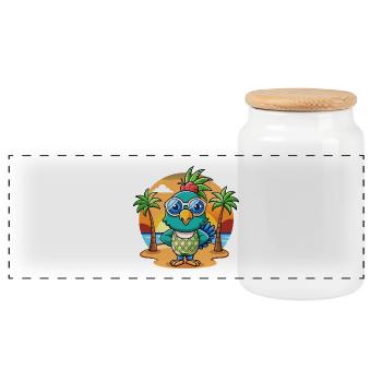 Peacock Funny Cartoon Summer Beach Sunglasses - Panoramic Cookie Jar with Wooden Lid - white - Front