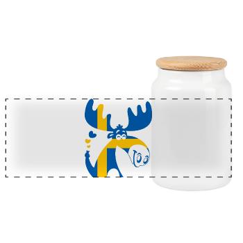 ELCH SCHWEDEN FLAGGE - Panorama Keksdose mit Holzdeckel - Weiß - Vorne