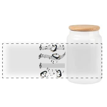 penguin - Panoramic Cookie Jar with Wooden Lid - white - Front