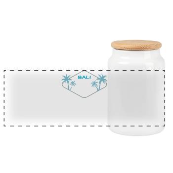 Souvenir rétro de l’écusson de Bali Palm Island à Ubud - Boîte à biscuits avec couvercle en bois - blanc - Devant