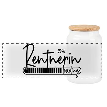 Rentnerin 2026 Loading - Panorama Keksdose mit Holzdeckel - Weiß - Vorne