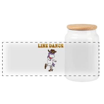 Linedance Unicorn Line Dance - Panorama Keksdose mit Holzdeckel - Weiß - Vorne