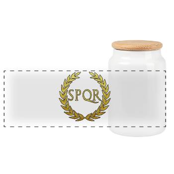 Rom Latein SPQR Senatus Populusque Romanus - Panorama Keksdose mit Holzdeckel - Weiß - Vorne