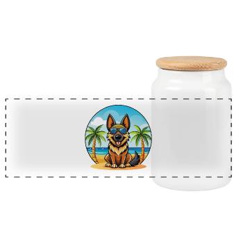 Lunettes de soleil de dessin animé de race de chien de berger allemand - Boîte à biscuits avec couvercle en bois - blanc - Devant