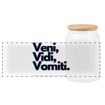 Veni Vidi Vomiti Neon - Boîte à biscuits avec couvercle en bois - blanc - Devant