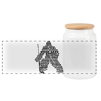 Sprache der Hockey (Goalie Version, schwarz print) - Panorama Keksdose mit Holzdeckel - Weiß - Vorne