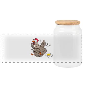Funny chicken - Panoramic Cookie Jar with Wooden Lid - white - Front