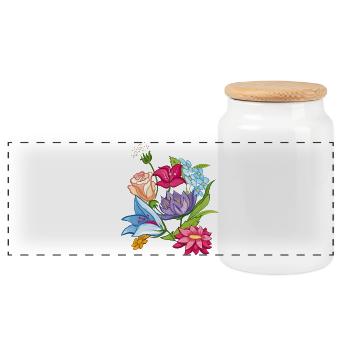 Frühling Flowers - Panorama Keksdose mit Holzdeckel - Weiß - Vorne