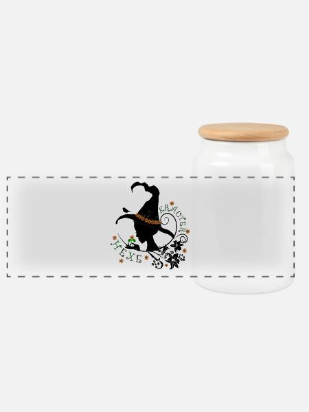 Kräuterhexe Hexe Natur Kräuter Wildpflanzen Bio - Panorama Keksdose mit Holzdeckel - Weiß