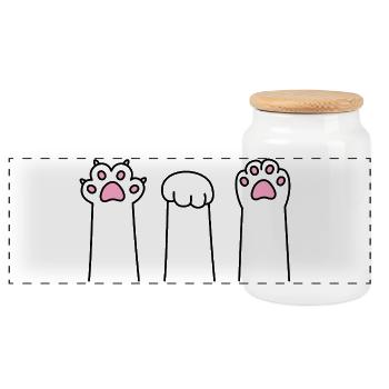 Ciseaux Pierre Papier Patte Patte Jeu Patte Cat Pattes - Boîte à biscuits avec couvercle en bois - blanc - Devant