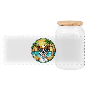 Jack Russell Terrier Chien Race Dessin Animé Lunettes de Soleil - Boîte à biscuits avec couvercle en bois - blanc - Devant