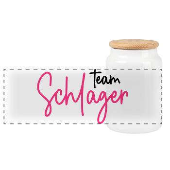 Team Schlager - Schlagerparty - Schlagermusik - Panorama Keksdose mit Holzdeckel - Weiß - Vorne