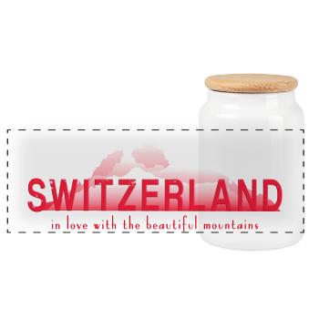 switzerland mountains - Panorama Keksdose mit Holzdeckel - Weiß - Vorne