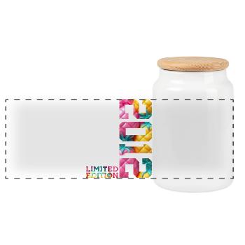 14TH BIRTHDAY LIMITED EDITION 2012 - Panoramic Cookie Jar with Wooden Lid - white - Front