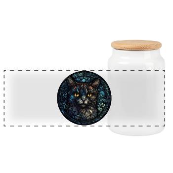 Pixie Bob Katzenrasse Aquarellglas - Panorama Keksdose mit Holzdeckel - Weiß - Vorne