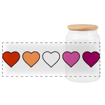 Lesbian Lesbian Lesbian Hearts - Panoramic Cookie Jar with Wooden Lid - white - Front