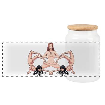 Yoga Erotik nackte Frauen nackt Yoga Yogi - Panorama Keksdose mit Holzdeckel - Weiß - Vorne
