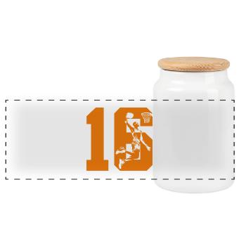 NUMBER 16 BASKETBALL 16TH BIRTHDAY - Panoramic Cookie Jar with Wooden Lid - white - Front