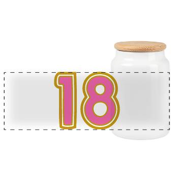 18. 18 YEARS OLD. 18th ANNIVERSARY - Panoramic Cookie Jar with Wooden Lid - white - Front