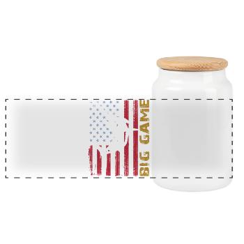 Springender Marlin mit US Flagge Hochseefischen - Panorama Keksdose mit Holzdeckel - Weiß - Vorne