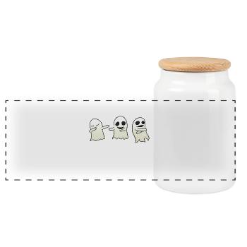 Dancing Ghost - Panorama Keksdose mit Holzdeckel - Weiß - Vorne