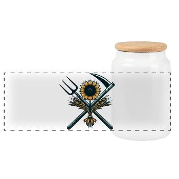 Agriculture Logo - Panoramic Cookie Jar with Wooden Lid - white - Front