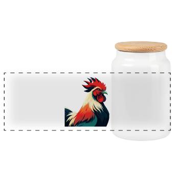 Coq Dessin Animé Personnage Animal De Compagnie Coloré - Boîte à biscuits avec couvercle en bois - blanc - Devant
