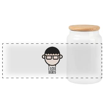 I love Nerds - Nerd mit Brille Minimalistisch - Panorama Keksdose mit Holzdeckel - Weiß - Vorne