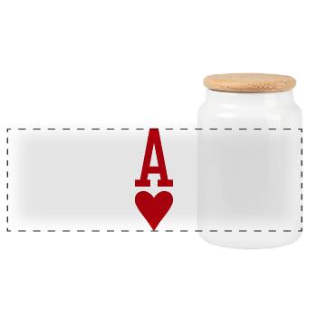 Poker Playing Card Heart As - Panoramic Cookie Jar with Wooden Lid - white - Front