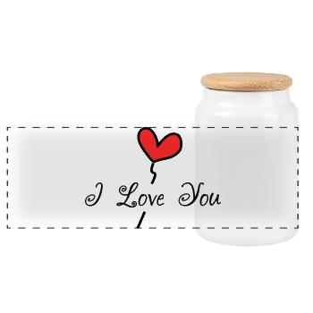 ICH LIEBE DICH. ICH LIEBE DICH. LIEBE. LIEBE. HEILIGER VALENTIN - Panorama Keksdose mit Holzdeckel - Weiß - Vorne