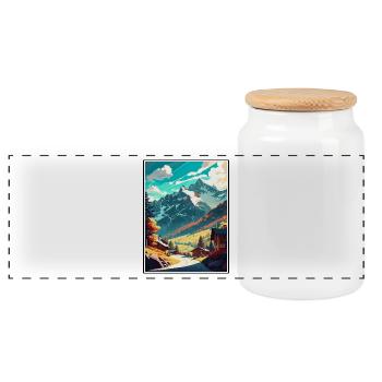 Mayrhofen Austria Vintage Travel Poster Souvenir - Panoramic Cookie Jar with Wooden Lid - white - Front