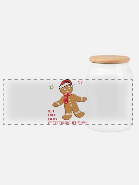 Advent, Pfefferkuchen - Panorama Keksdose mit Holzdeckel - Weiß