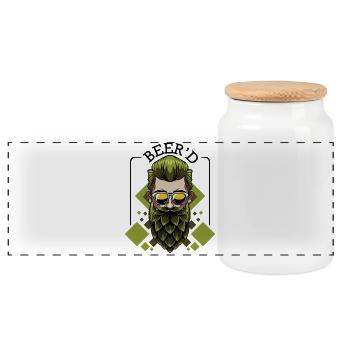 Beer'd Beer Brew Beard Pun Brewer Gift - Boîte à biscuits avec couvercle en bois - blanc - Devant