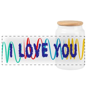 VALENTINSTAG. ICH LIEBE DICH. ICH LIEBE DICH. LIEBE. LIEBE - Panorama Keksdose mit Holzdeckel - Weiß - Vorne