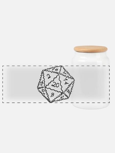 D20 Würfel - Panorama Keksdose mit Holzdeckel - Weiß