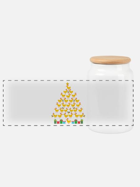 Enten Weihnachtsbaum Entenliebhaber Weihnachten - Panorama Keksdose mit Holzdeckel - Weiß