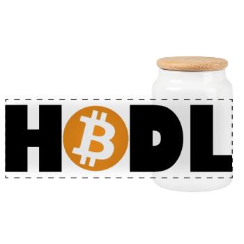 Bitcoin Revolution – Hold the Future - Panoramic Cookie Jar with Wooden Lid - white - Front