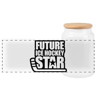 Futur Hockey sur glace étoile - Boîte à biscuits avec couvercle en bois - blanc - Devant