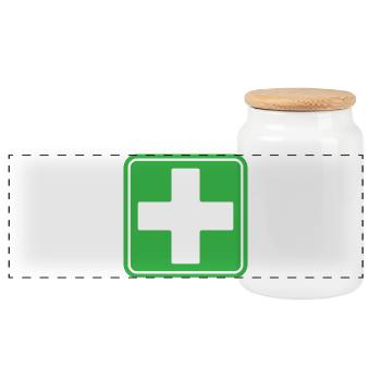 First Aid Medical Cross Sicherheitssymbol Vektor-Symbol - Panorama Keksdose mit Holzdeckel - Weiß - Vorne